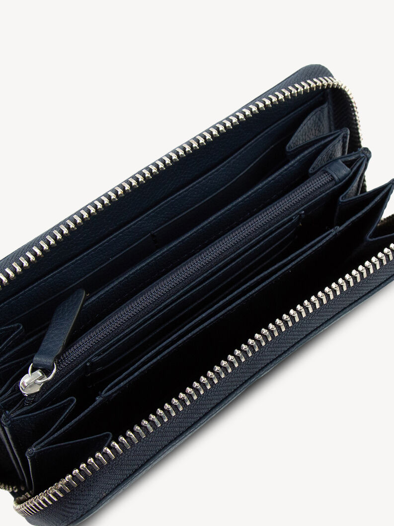 Portefeuille en cuir - bleu, blue, hi-res