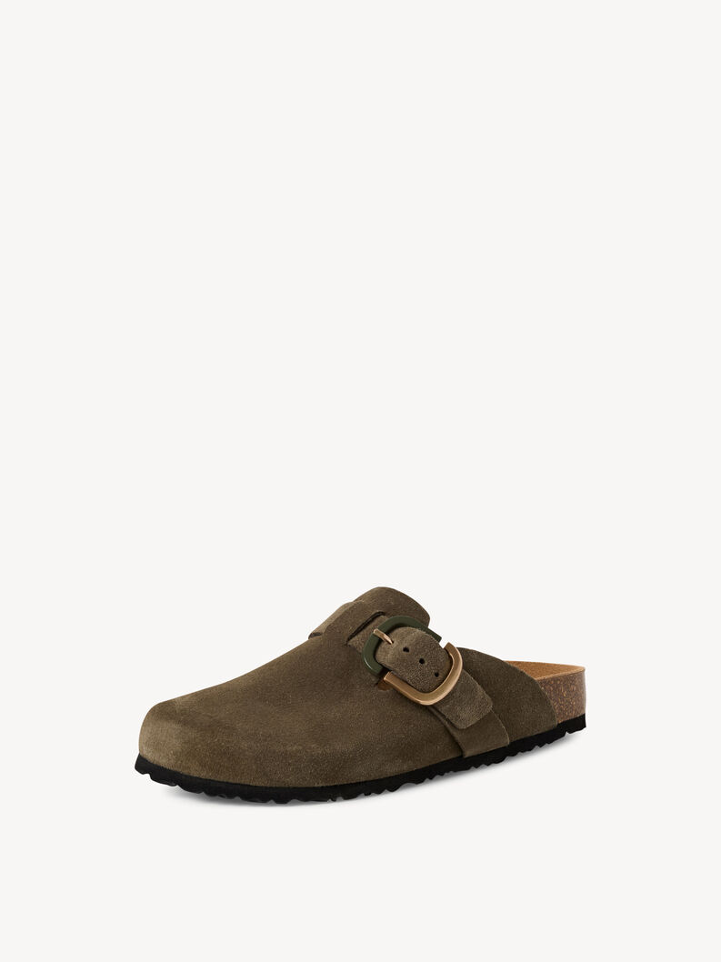 Mule en cuir - vert, OLIVE, hi-res