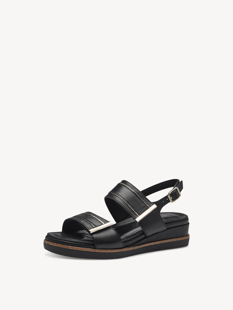 Heeled sandal - black, BLACK/GOLD, hi-res