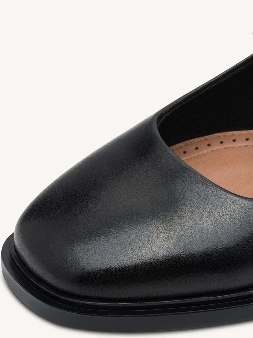 Leren Ballerina - zwart, BLACK, hi-res