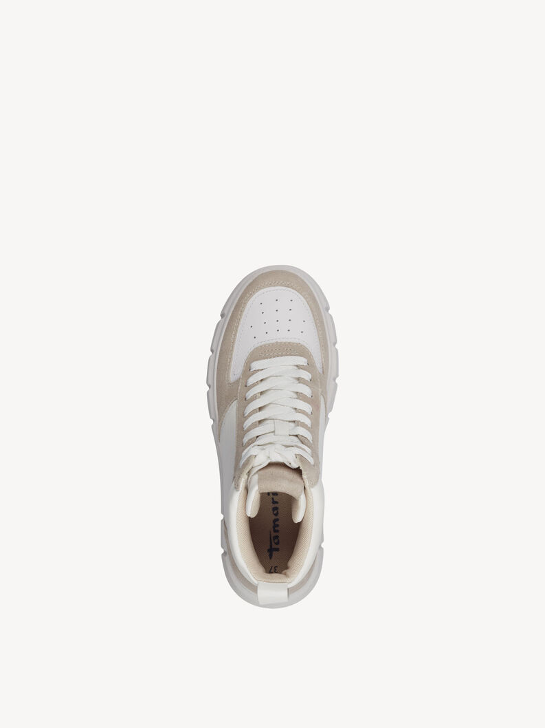 Leather Sneaker - white, WHITE/BEIGE, hi-res