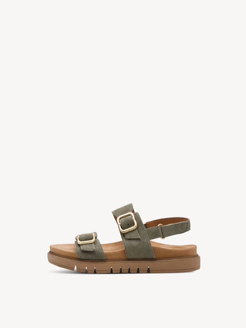 Leren Sandaal - khaki, SAGE SUEDE, hi-res
