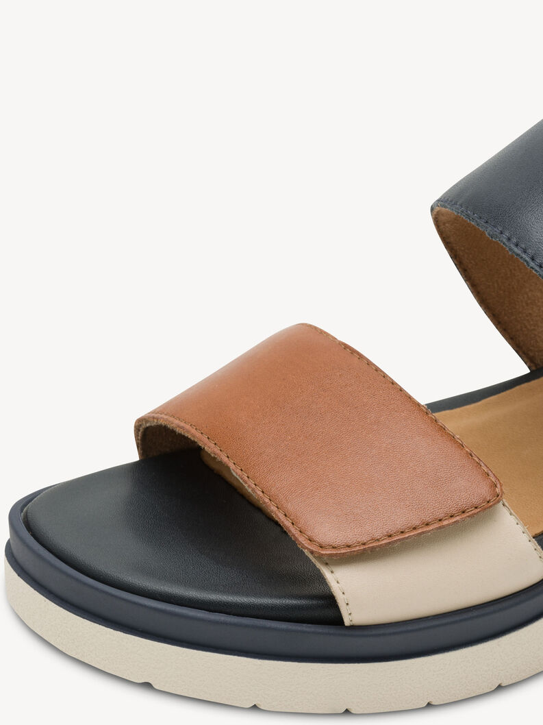 Sandale &agrave; talon en cuir - bleu, NAVY COMB, hi-res