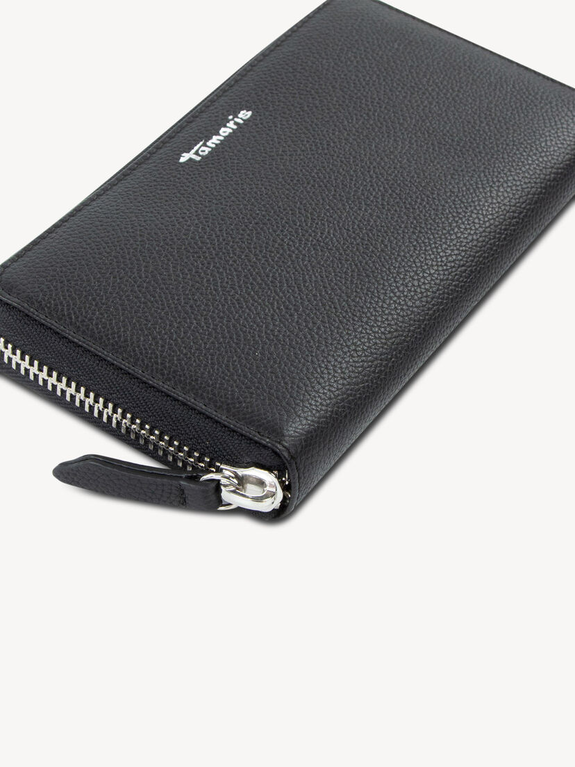 Leren Portemonnee - zwart, black, hi-res