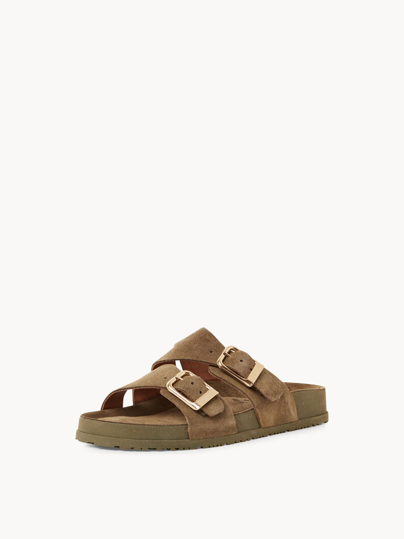 Mule en cuir - vert, OLIVE, hi-res