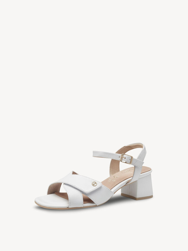Leather Heeled sandal - white, WHITE NAPPA, hi-res