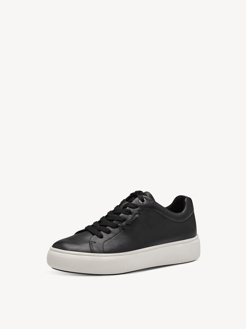 Leather Sneaker - black, BLACK LEATHER, hi-res