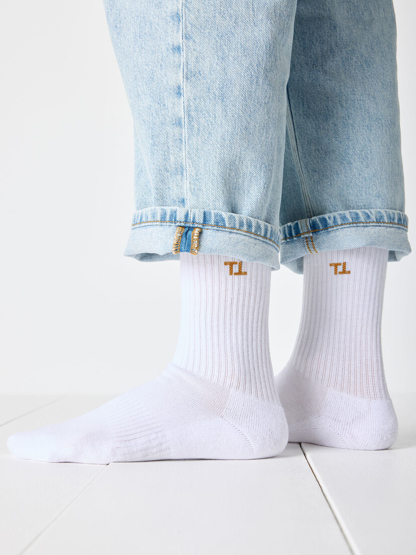 ﻿Sokken set van 2 paar, White/ Coffee, hi-res