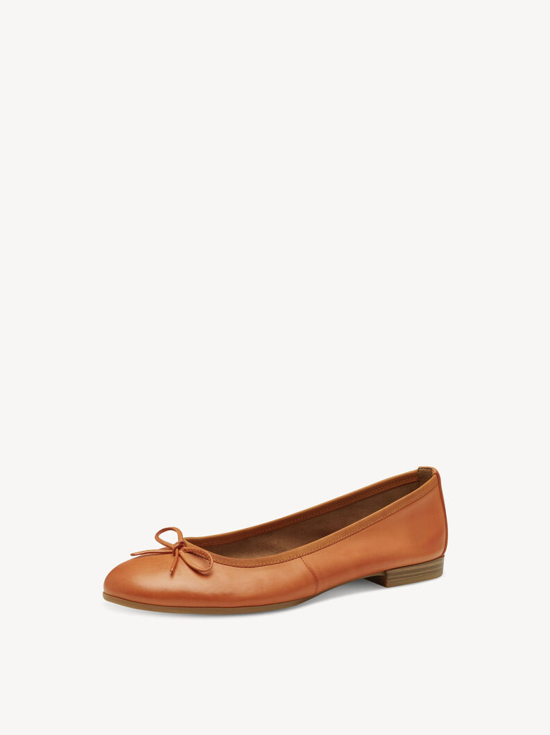 Ballerine en cuir - orange, orange, hi-res