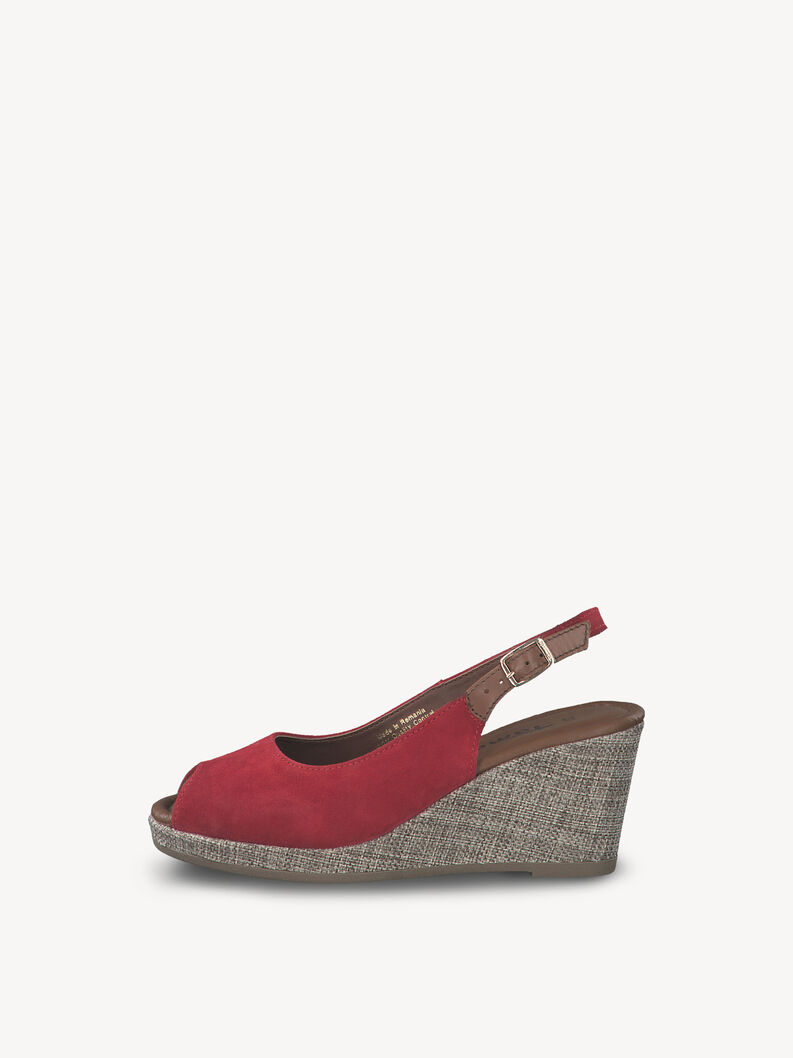 Sandale à talon en cuir - rouge, RED/CUOIO, hi-res