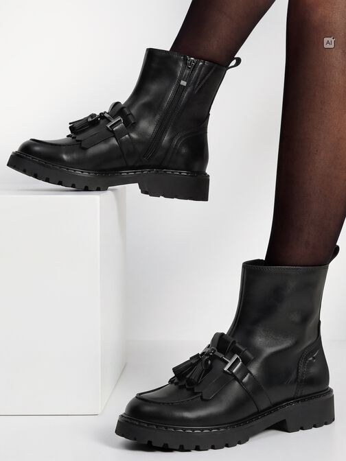 Stiefelette, BLACK LEATHER, hi-res