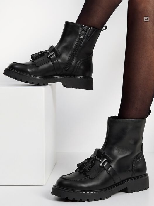Enkellaarsje, BLACK LEATHER, hi-res