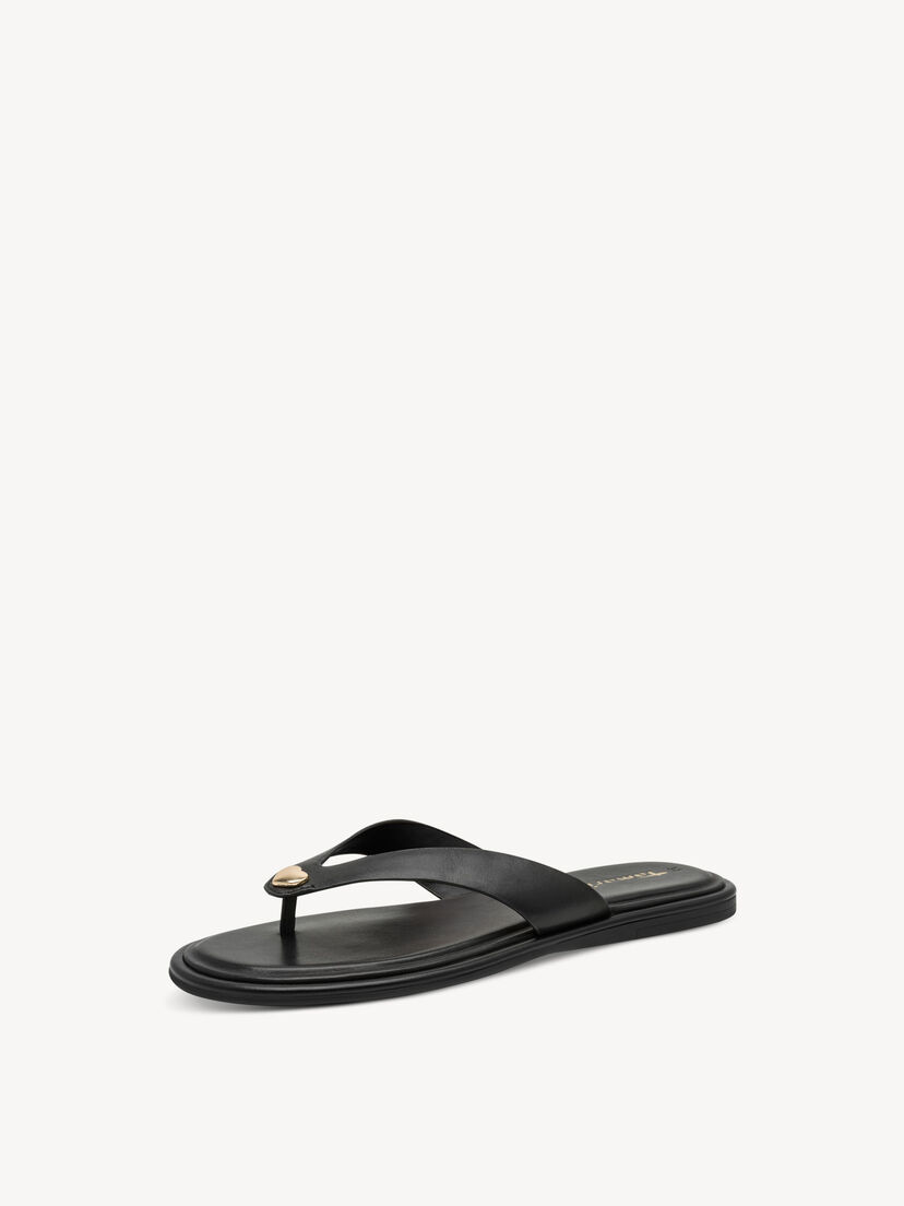 Leren Flip Flops - zwart, BLACK LEATHER, hi-res