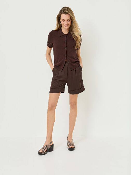 knitted polo shirt, Coffee Bean, hi-res