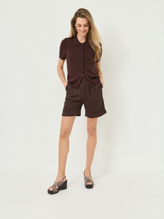 gebreide polo, Coffee Bean, hi-res