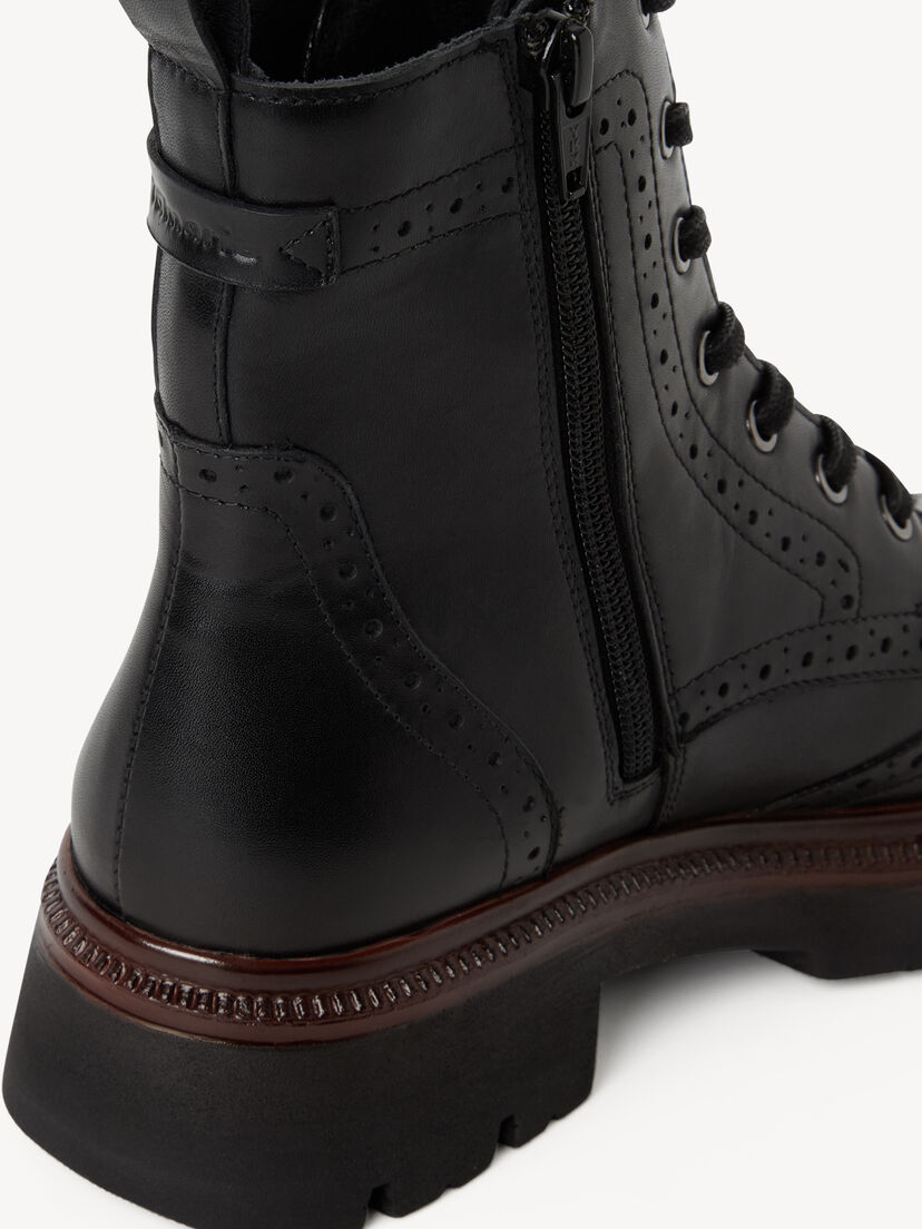 Leren Enkellaarsje - zwart, BLACK LEATHER, hi-res