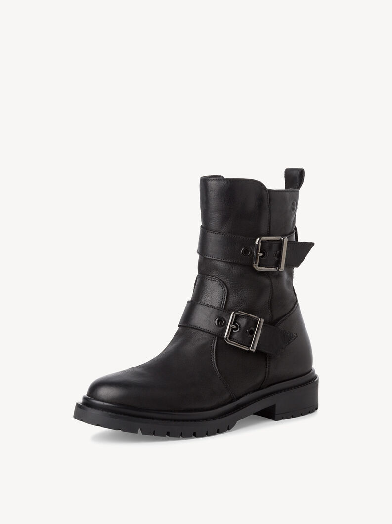 Leather Bootie - black, BLACK, hi-res