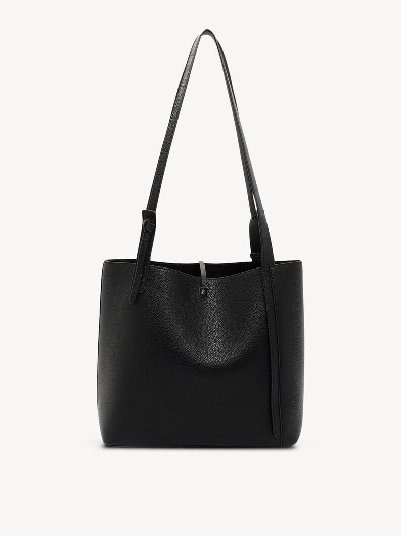 Czarna sk&oacute;rzana torba bez zapięcia z prostym profilem i długimi paskami