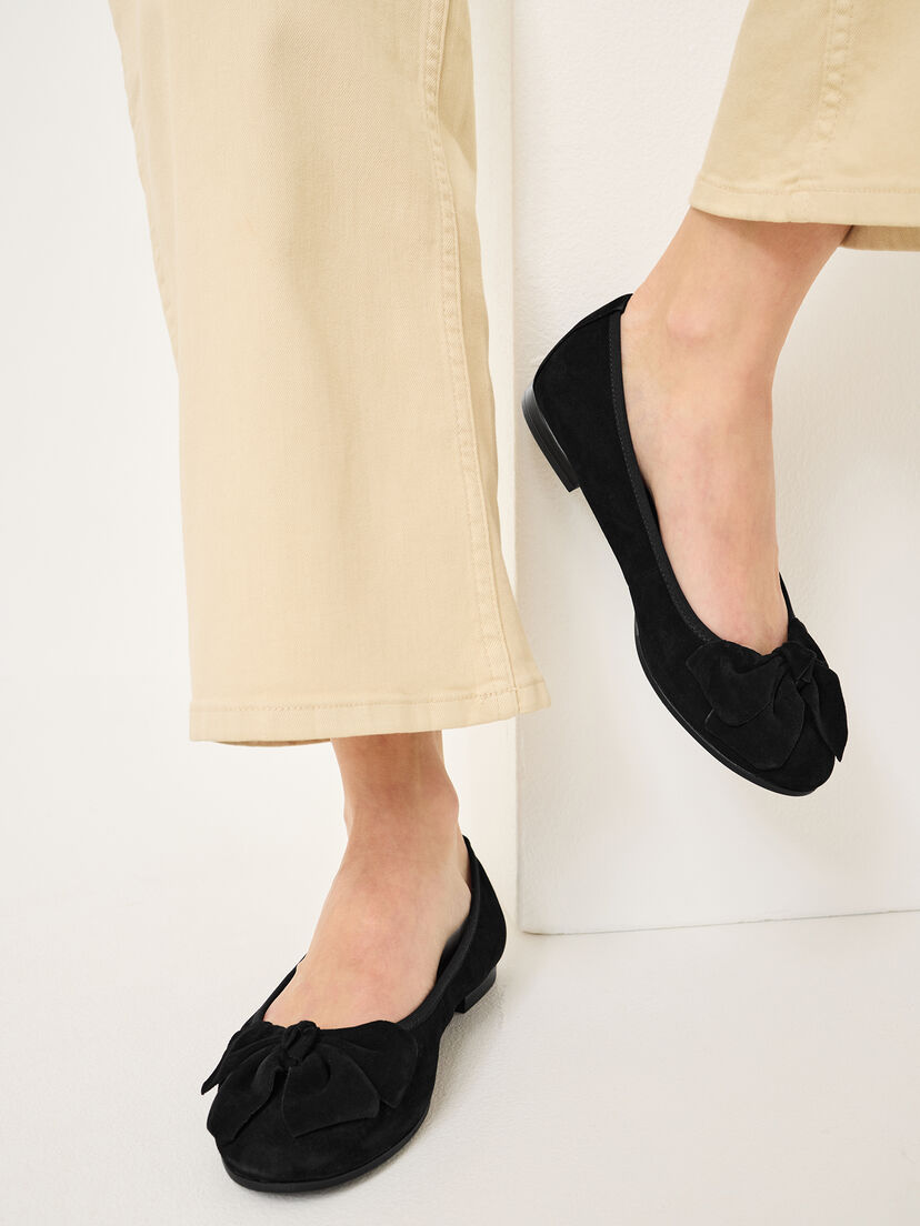 Leren Ballerina - zwart, BLACK, hi-res