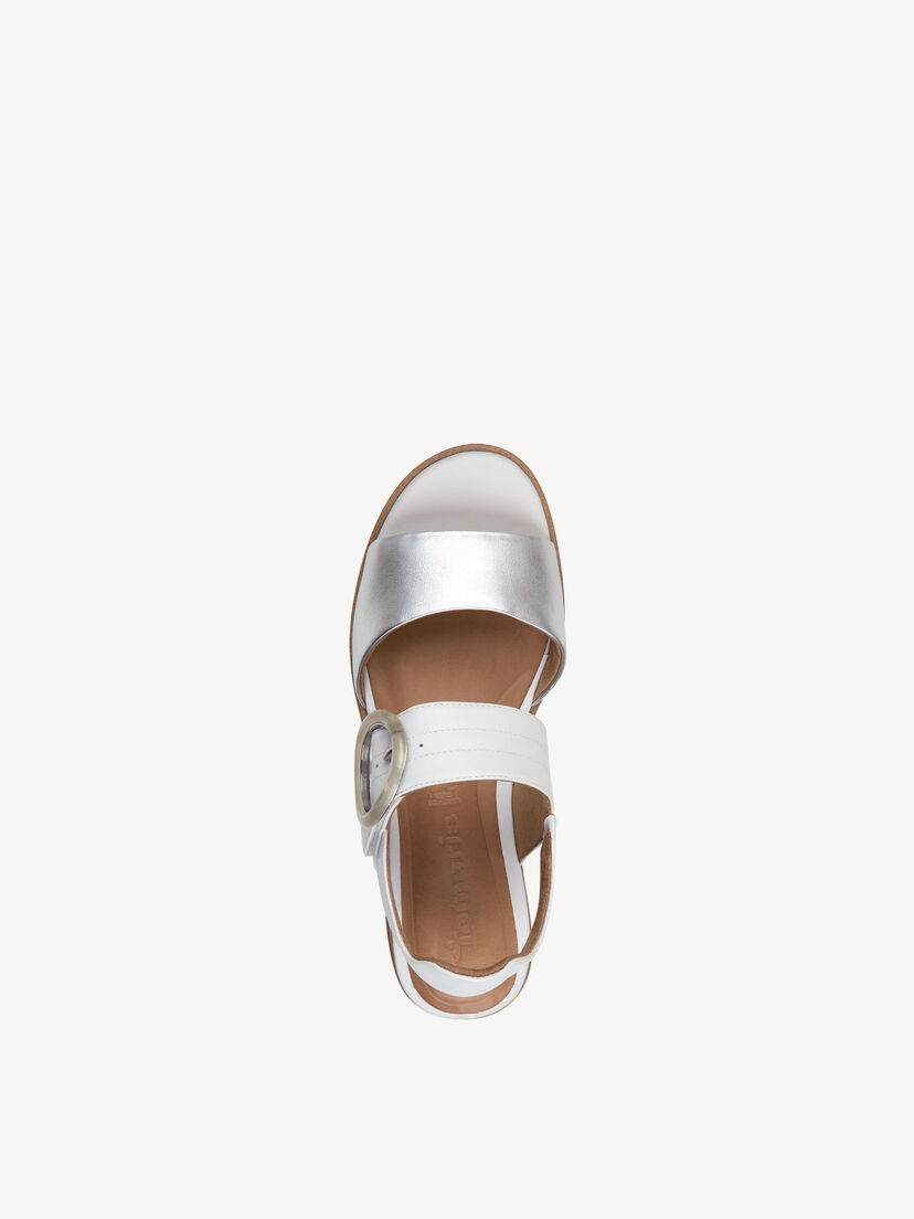 Leren Sandaaltje - wit, WHITE/SILVER, hi-res