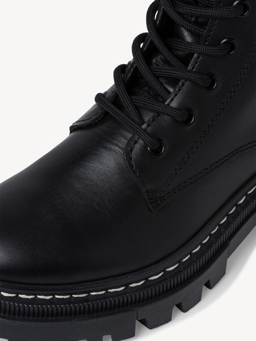 Leren Enkellaarsje - zwart, BLACK LEATHER, hi-res