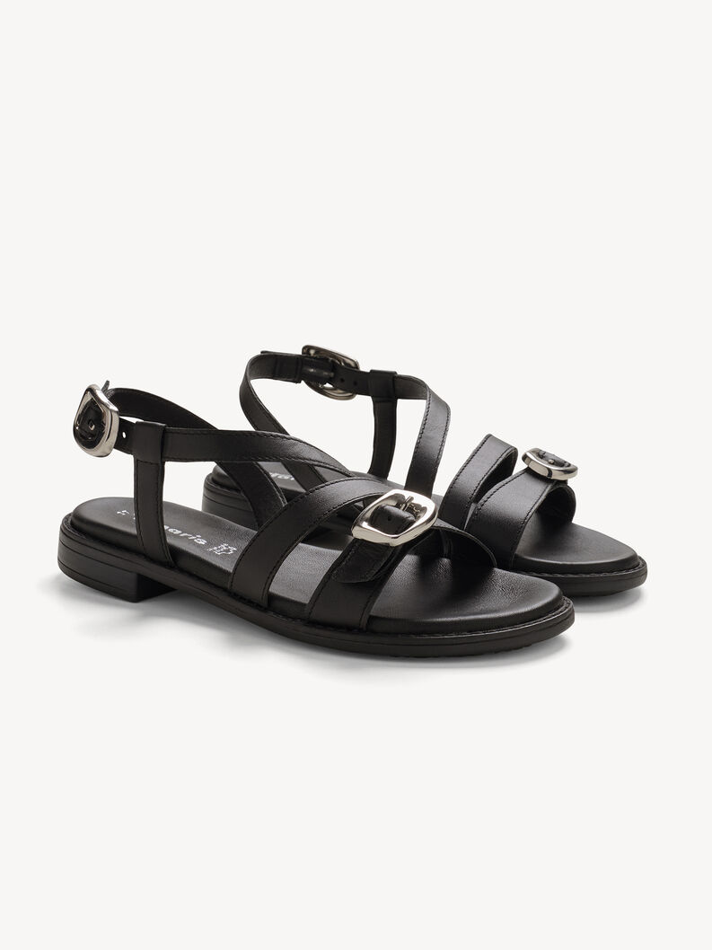 Leather Sandal - black, BLACK, hi-res