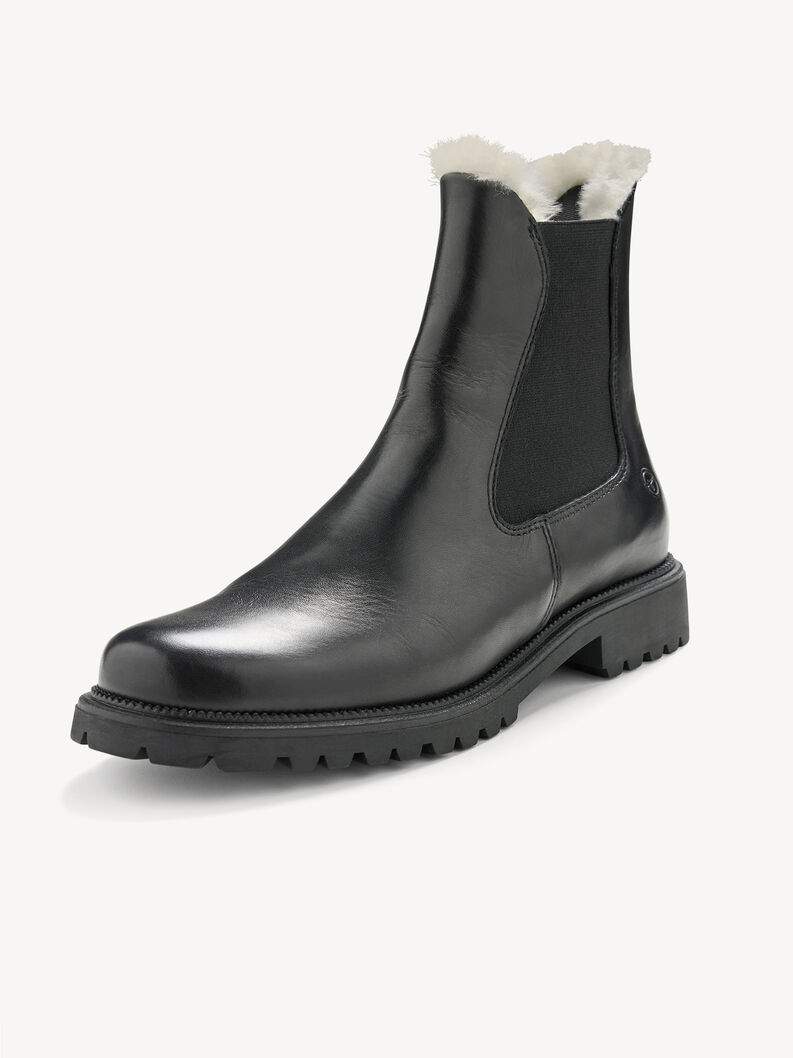 Lederstiefelette - schwarz Warmfutter, BLACK, hi-res