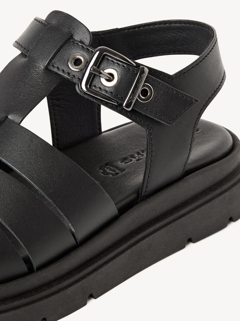 Ledersandalette - schwarz, BLACK LEATHER, hi-res