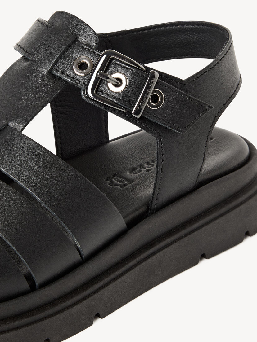 Sandaaltje, BLACK LEATHER, hi-res