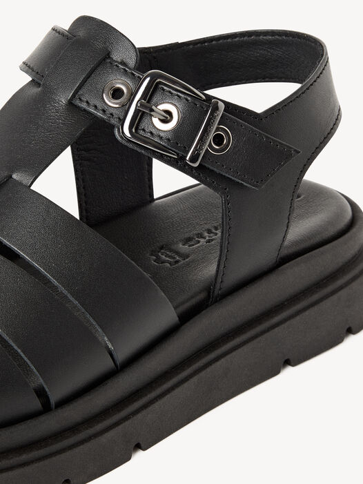 Sandaaltje, BLACK LEATHER, hi-res