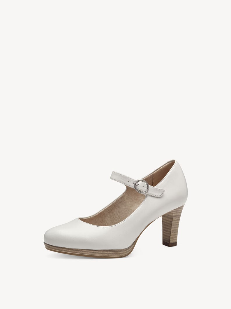 Escarpin en cuir - blanc, WHITE, hi-res