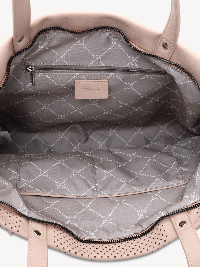 Interieur roze geperforeerde damestas met meerdere vakken