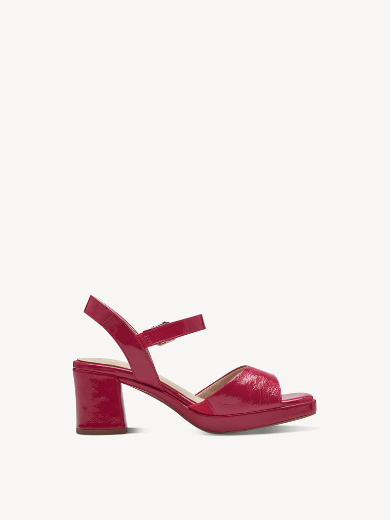 Leather Heeled sandal - pink, FUXIA PATENT, hi-res