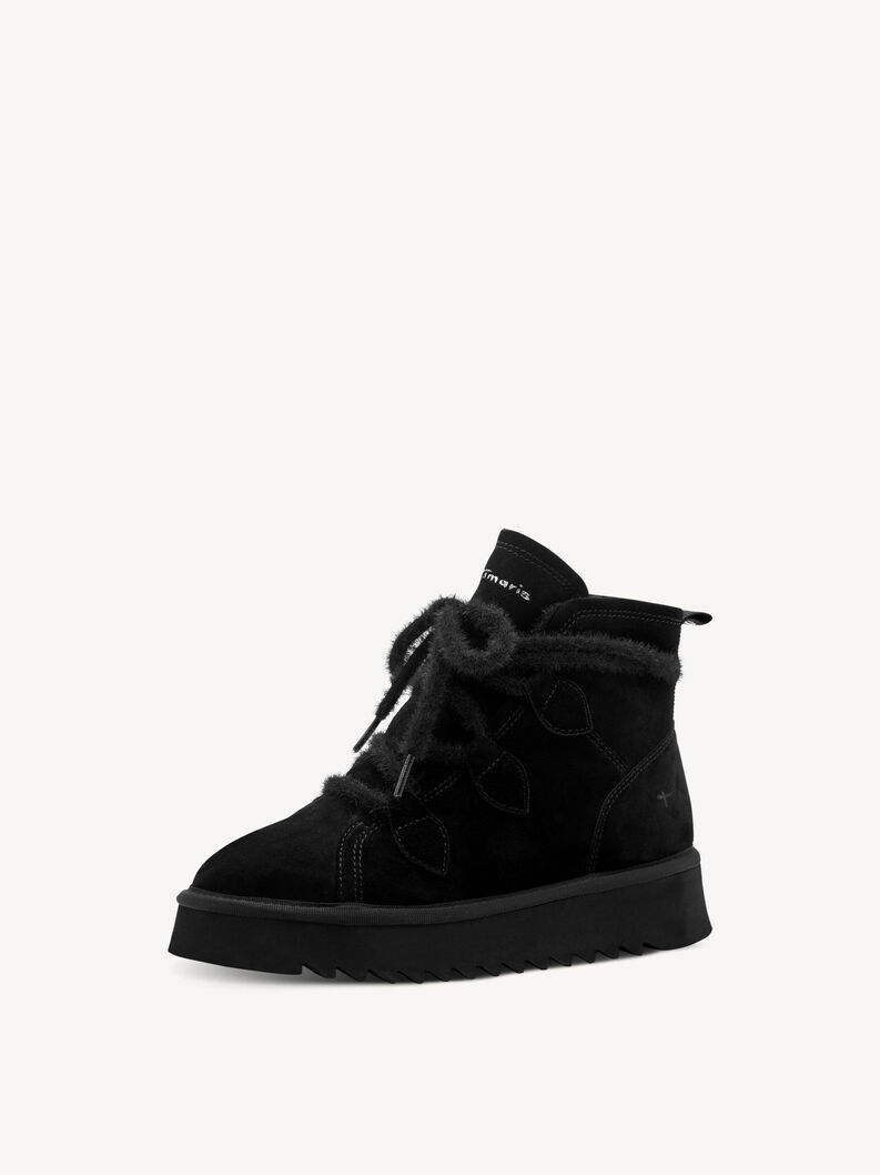 Leather Bootie - black warm lining, BLACK, hi-res