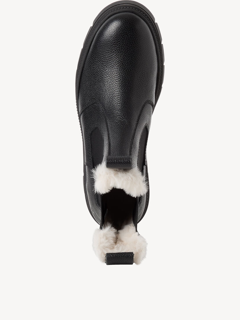 Leren Enkellaarsje - zwart warme voering, BLACK LEATHER, hi-res