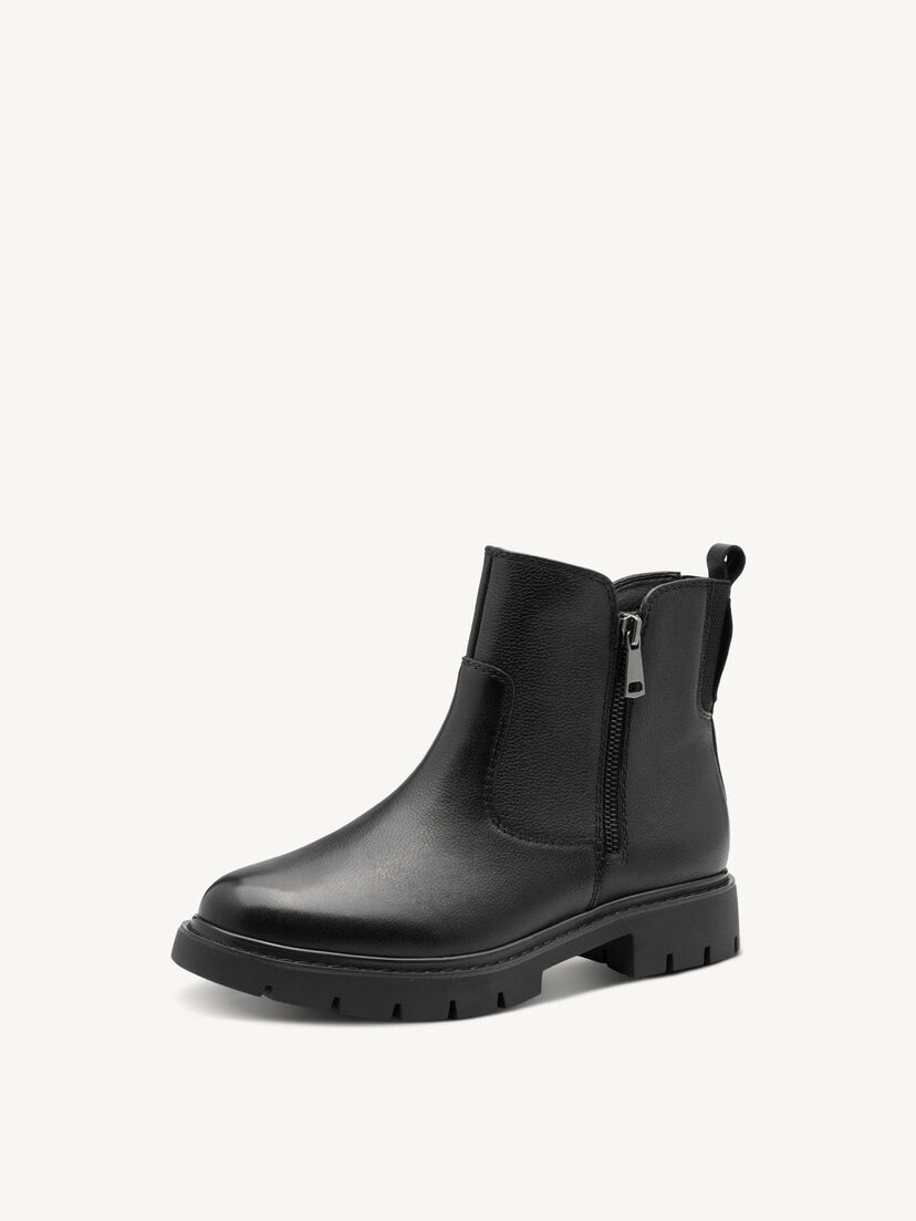 Leren Enkellaarsje - zwart, BLACK, hi-res