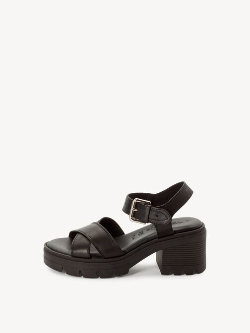 Sandale &agrave; talon, BLACK LEATHER, hi-res