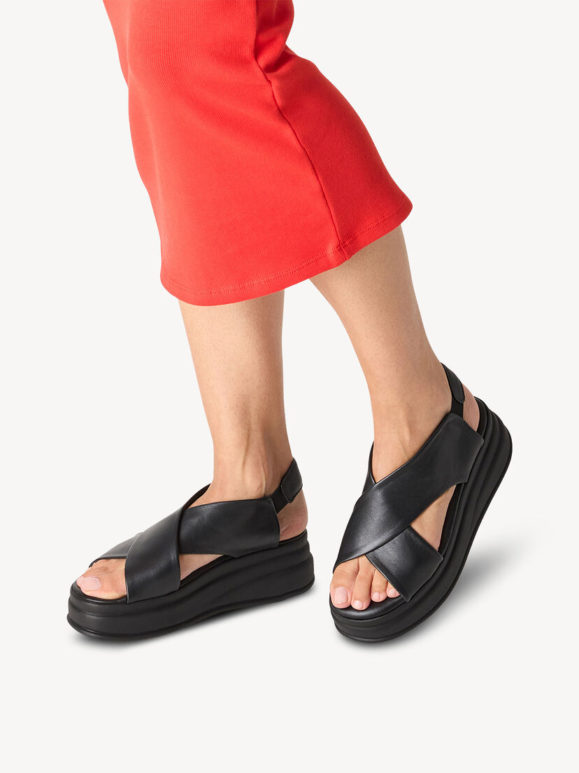 Leren Sandaaltje - zwart, BLACK, hi-res