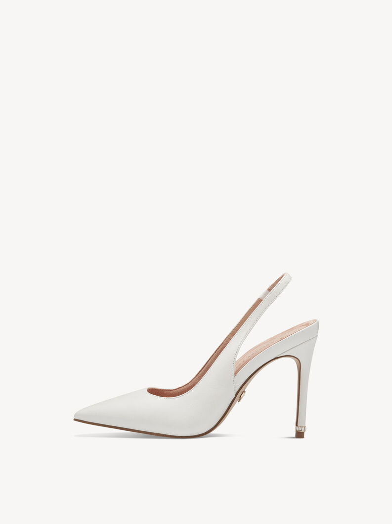 Leather sling pumps - white, WHITE PEARL, hi-res