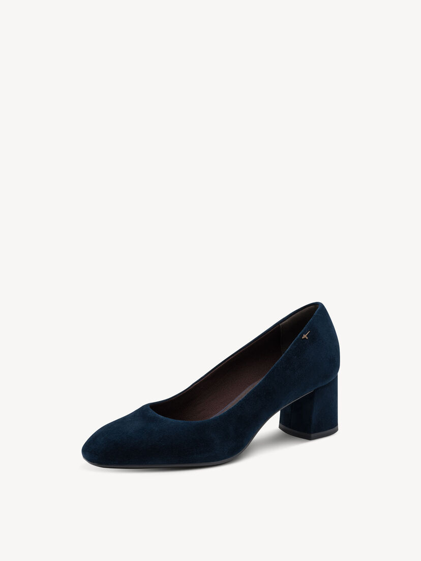 Leren Pumps - blauw, NAVY SUEDE, hi-res