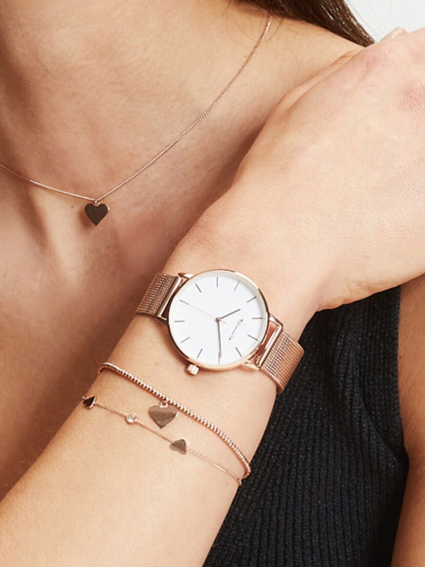 Horloge - rosegoud, rosegold mesh, hi-res