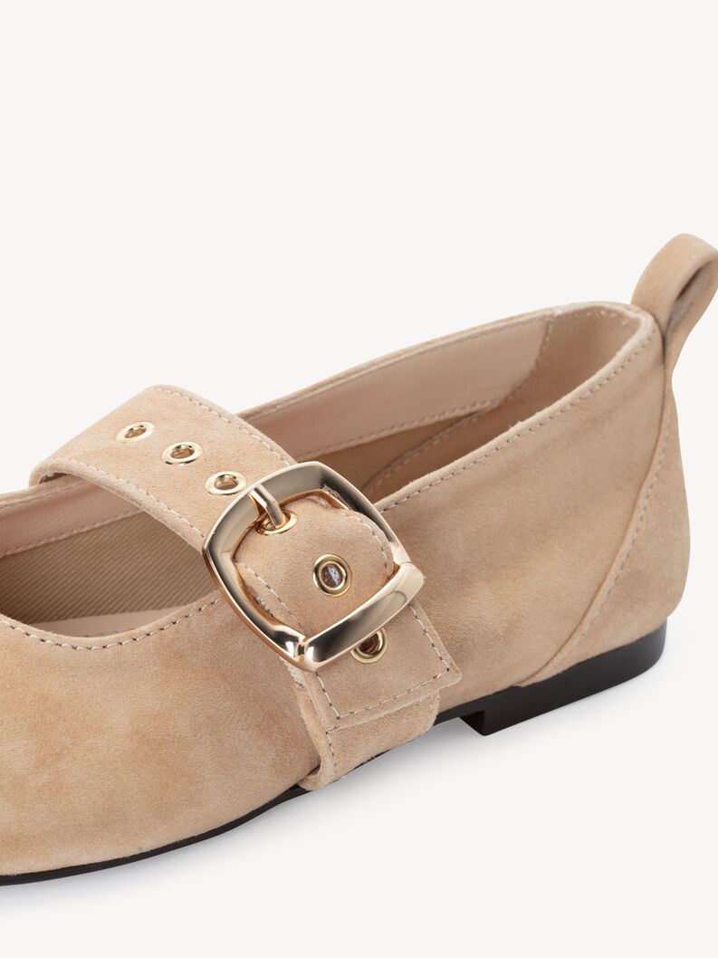 Lederballerina - beige, BEIGE, hi-res