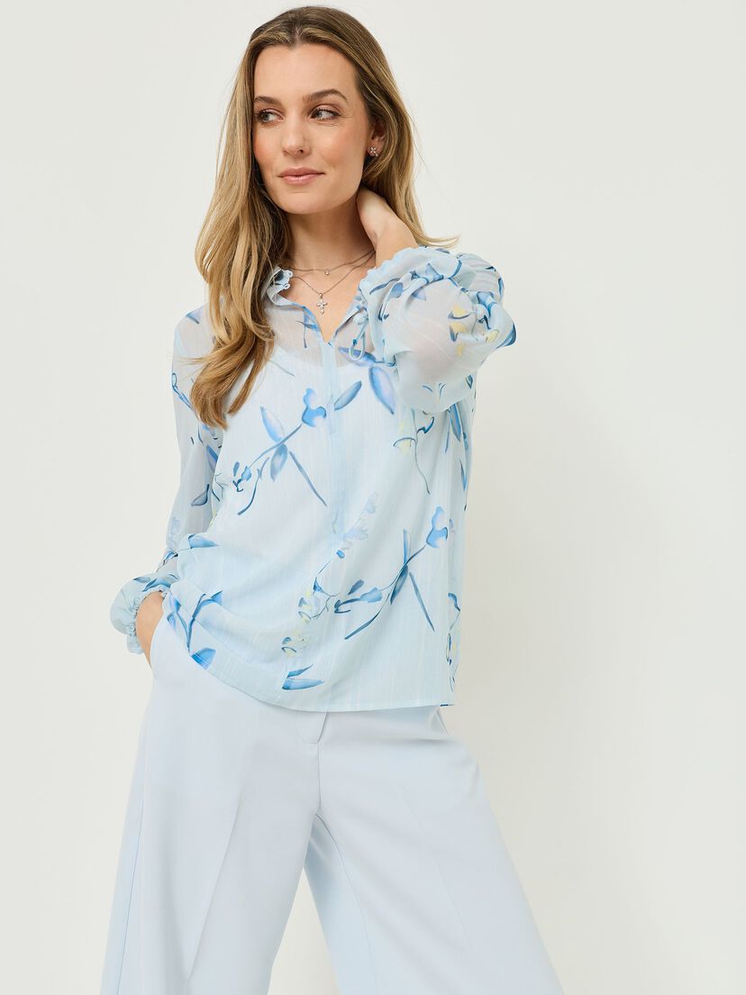 Blouse - blauw, Plein Air Flower AOP, hi-res