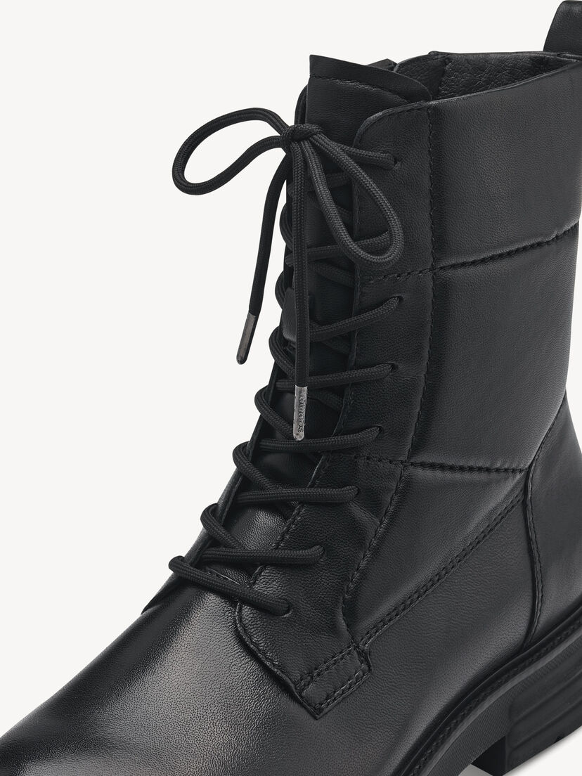 Leren Enkellaarsje - zwart, BLACK LEATHER, hi-res