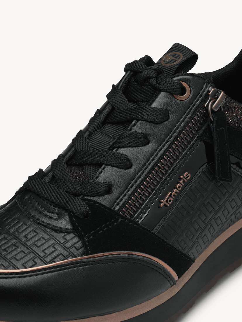 Leren Sneaker - zwart, BLACK/COPPER, hi-res