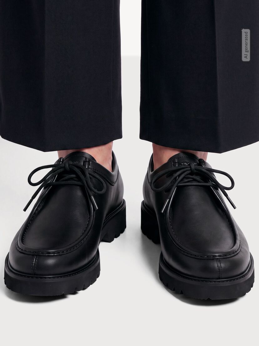 Leren Lage schoen - zwart, BLACK, hi-res
