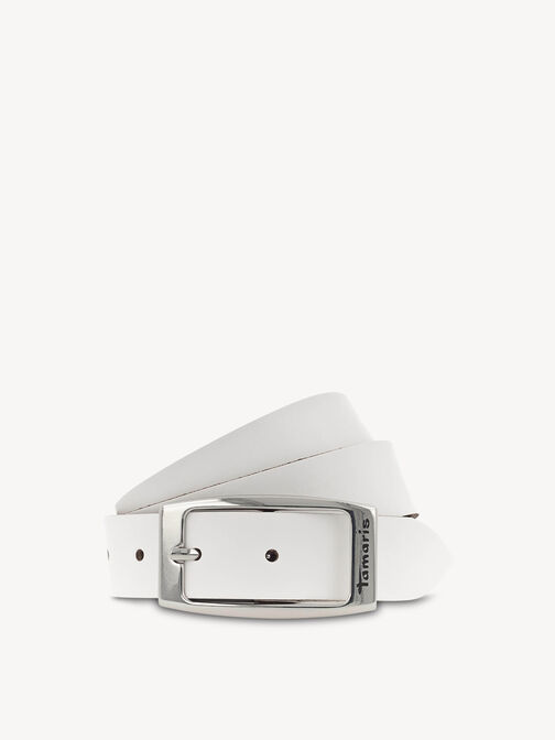 Leather belt, white, hi-res