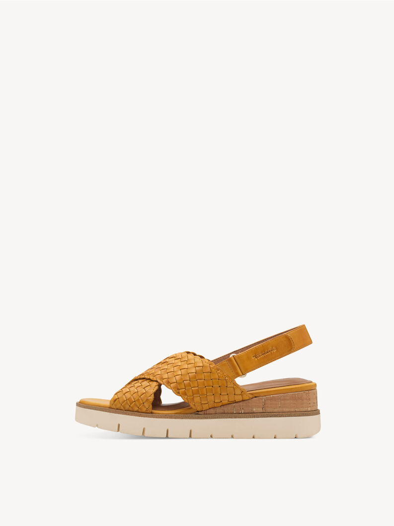 Ledersandalette - gelb, YELLOW, hi-res