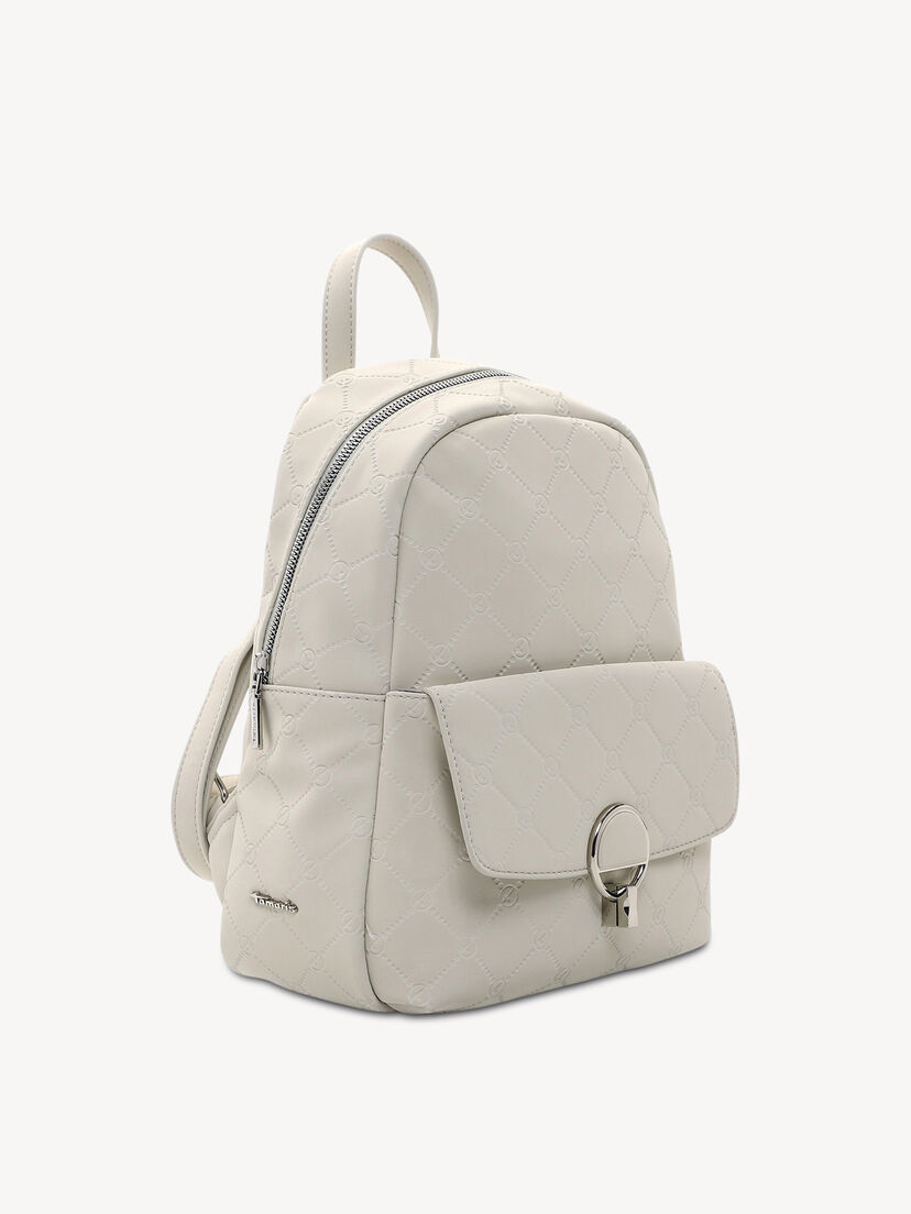 Beige rugzak met doorgestikt design en gesp aan de voorkant