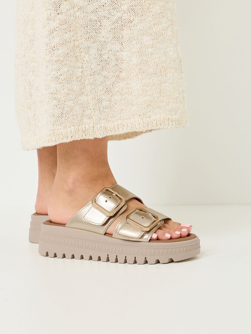 Leren Slipper - goud, LIGHT GOLD, hi-res